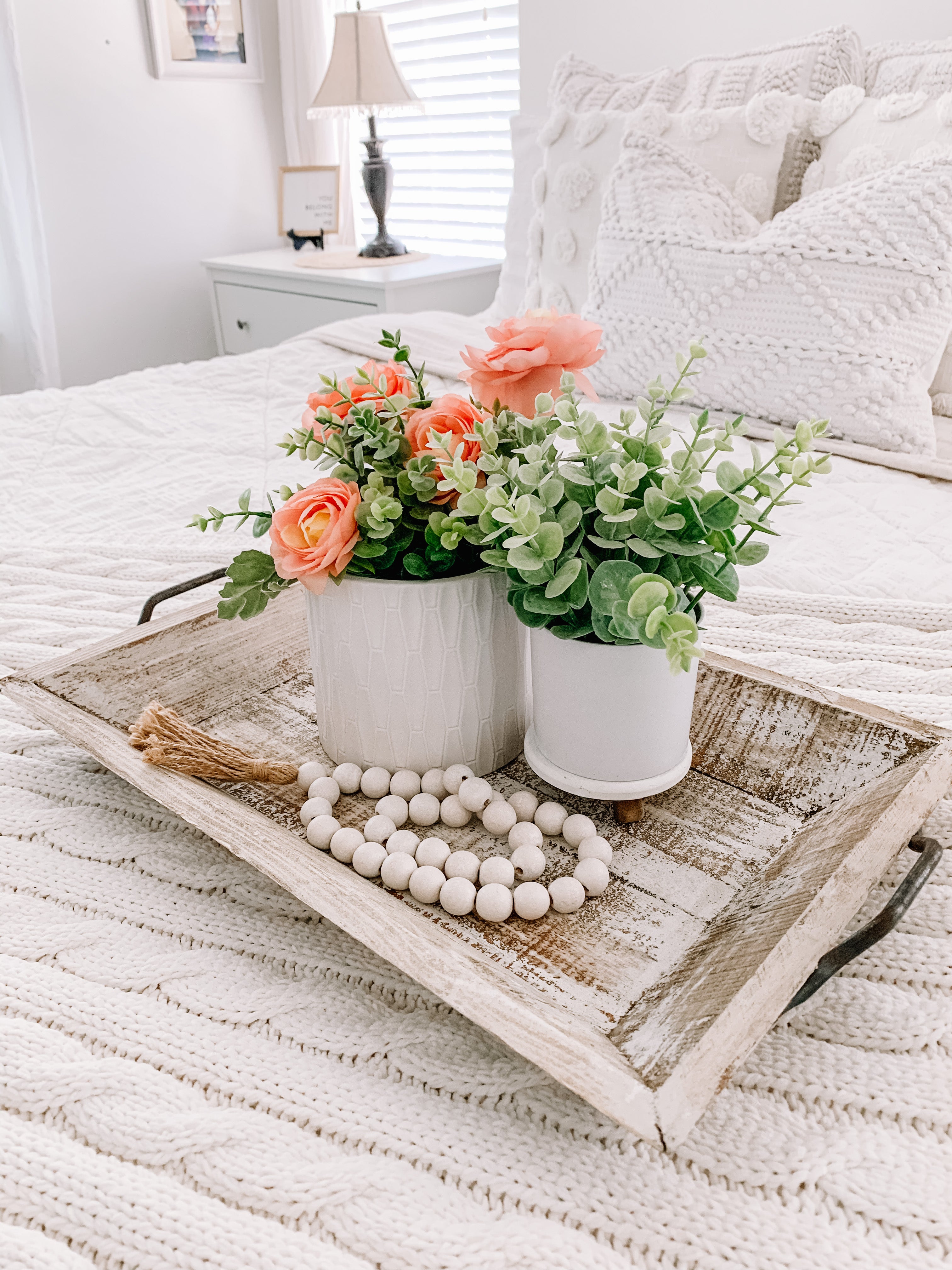 Farmhouse Wood Decorative Serving Tray- The  Willow Brooks Serving Tray- Rustic White Or Rustic Brown - Ranch Junkie Mercantile LLC