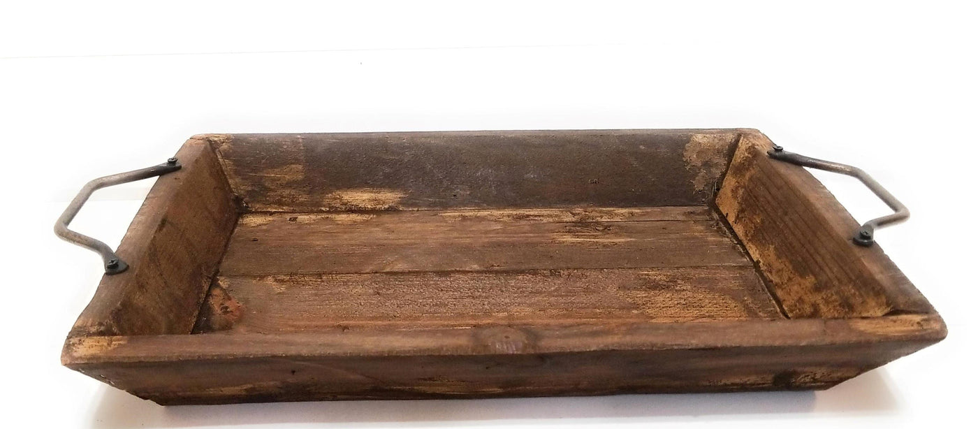 Farmhouse Wood Decorative Serving Tray- The  Willow Brooks Serving Tray- Rustic White Or Rustic Brown - Ranch Junkie Mercantile LLC