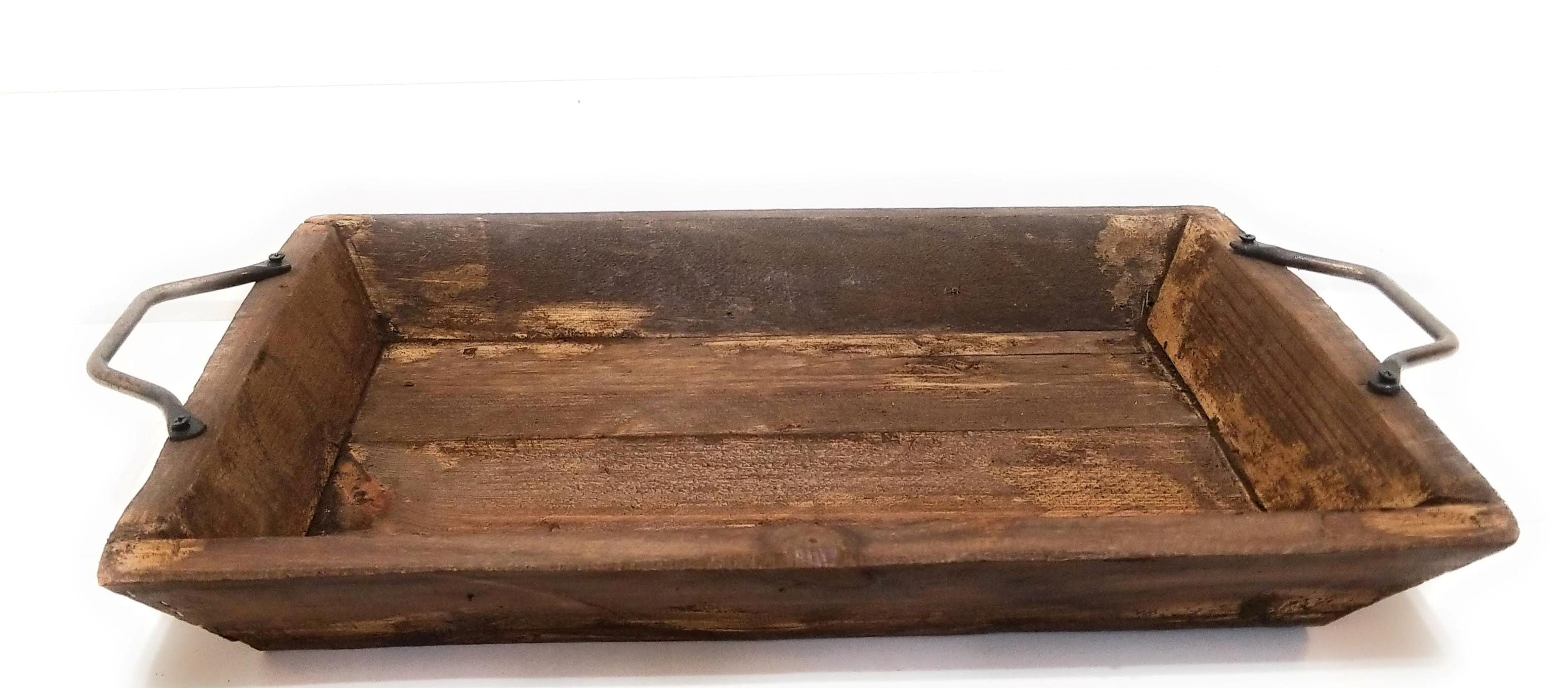 Farmhouse Wood Decorative Serving Tray- The  Willow Brooks Serving Tray- Rustic White Or Rustic Brown - Ranch Junkie Mercantile LLC