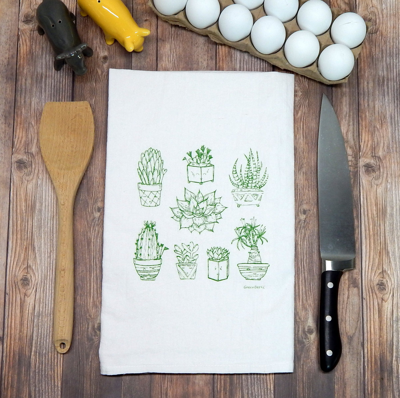 succulent towels Succulents Hand Printed Flour Sack Tea Towel 1473360625729