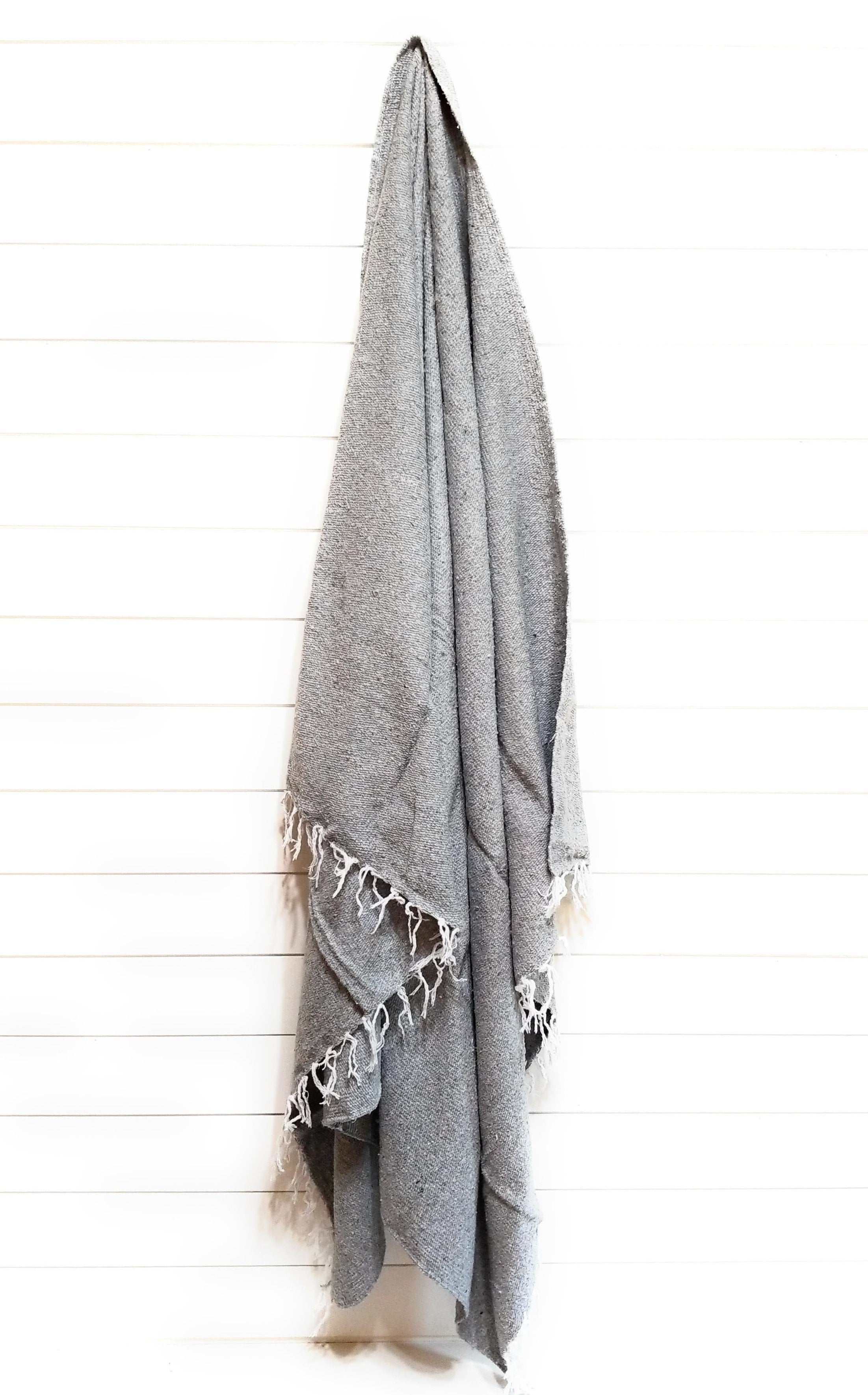 Solid Handwoven Throw Gray- Large Grey Throw Blanket - Ranch Junkie Mercantile LLC