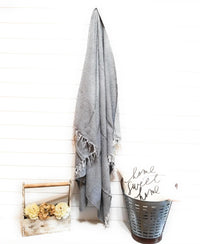 Solid Handwoven Throw Gray- Large Grey Throw Blanket - Ranch Junkie Mercantile LLC