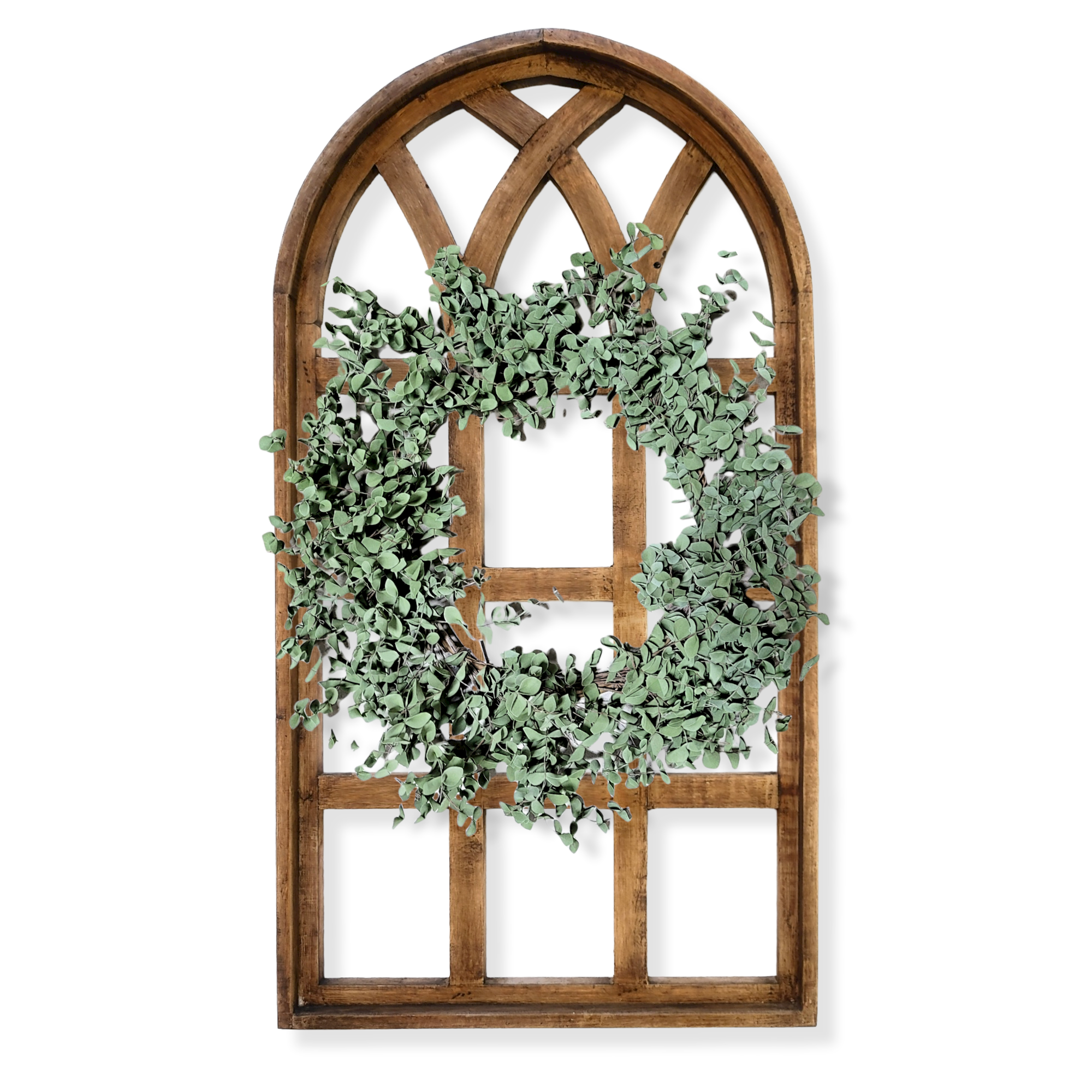 44 Inch Wall Wood Window Arch -Large Cathedral Window Frame-Sunset Grove Cathedral - Ranch Junkie Mercantile LLC