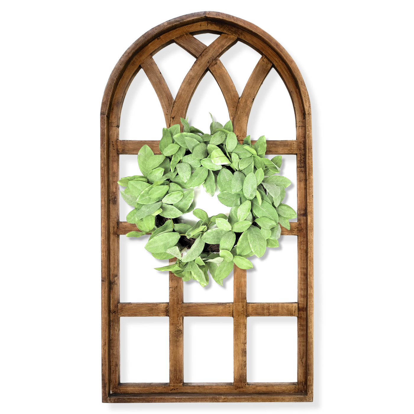 44 Inch Wall Wood Window Arch -Large Cathedral Window Frame-Sunset Grove Cathedral - Ranch Junkie Mercantile LLC 