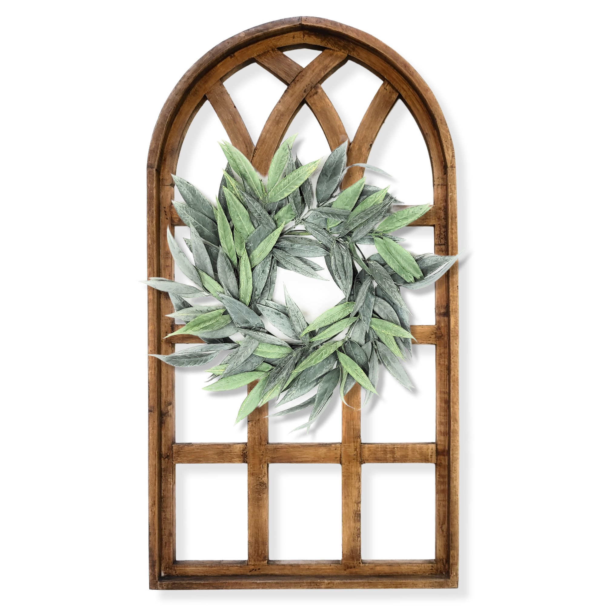 44 Inch Wall Wood Window Arch -Large Cathedral Window Frame-Sunset Grove Cathedral - Ranch Junkie Mercantile LLC 