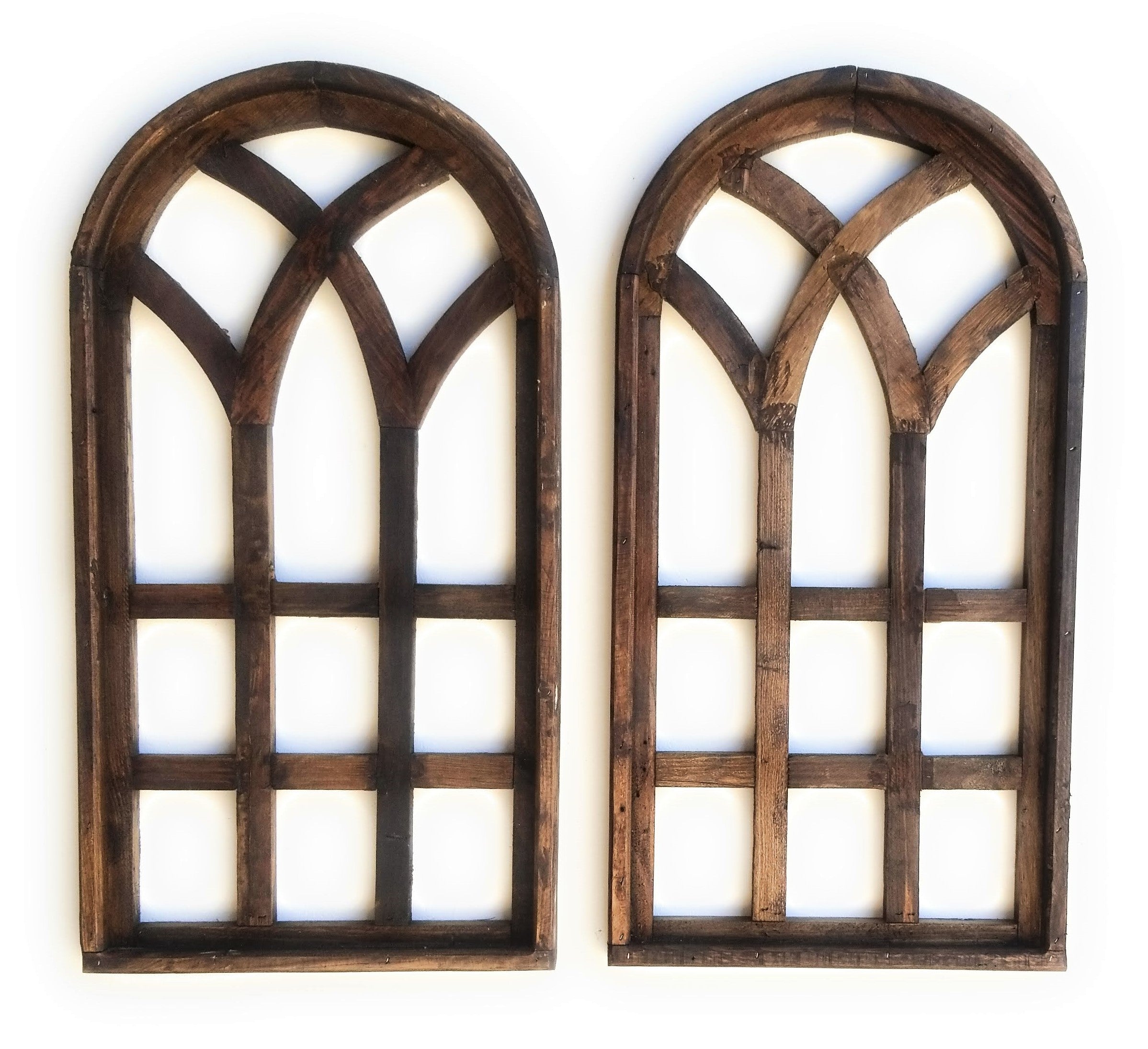 32 Inch Wood Wall Window Arch -Medium Wood Cathedral Window- Medium Sunset Grove- Two Colors Available - Ranch Junkie Mercantile LLC