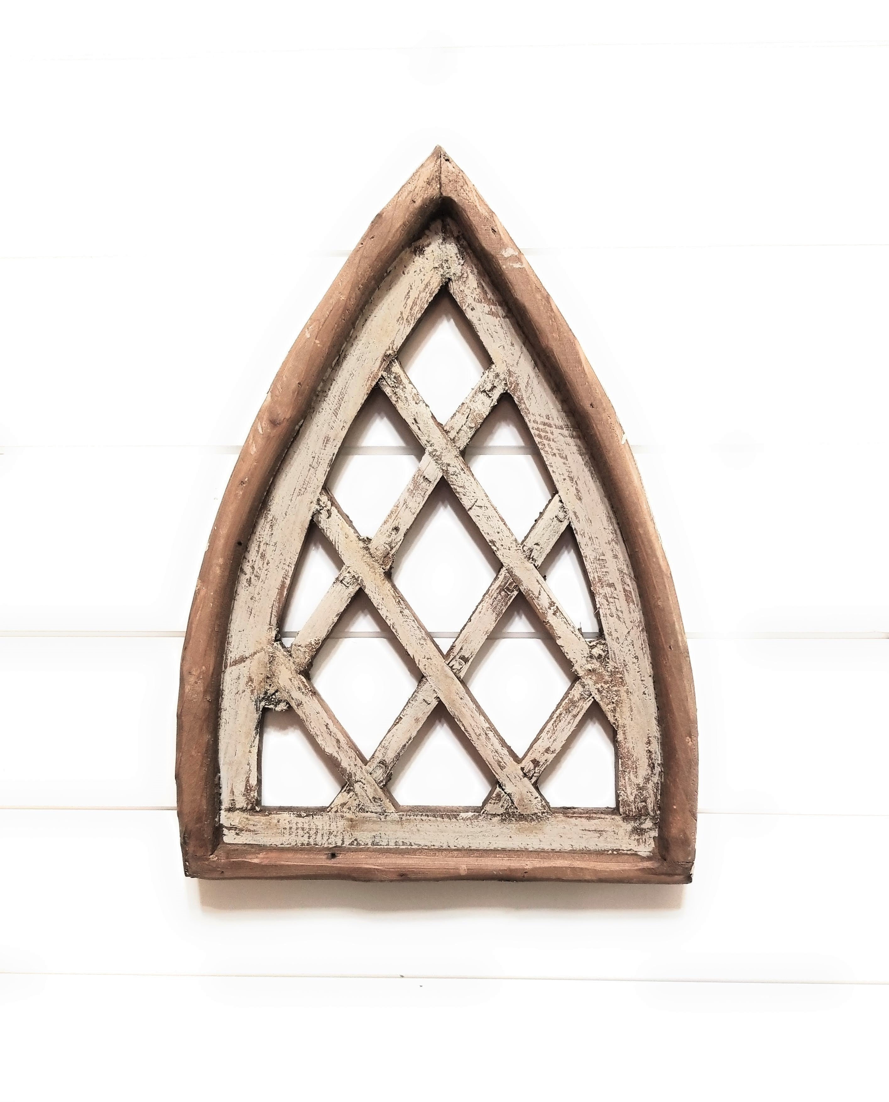 Mini Lattice Cathedral Wood Window - The Mini Lattice Cathedral - Set of 2 or Sold Individually - Ranch Junkie Mercantile LLC