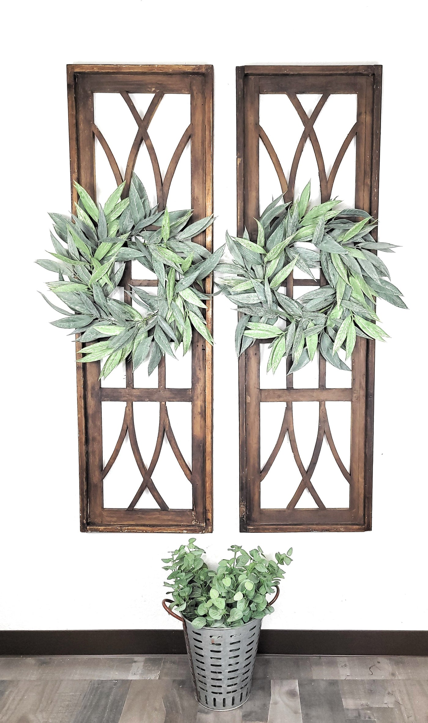 Farmhouse Wooden Wall Window Arch-Large Wood Window Frame-The Longview - TWO SIZES 48" And 60" +Wreath - Ranch Junkie Mercantile LLC