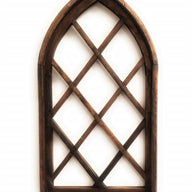 Farmhouse Wooden Wall Window Arch Wood Window - Lattice Gardens Cathedral Farmhouse Brown - Ranch Junkie Mercantile LLC