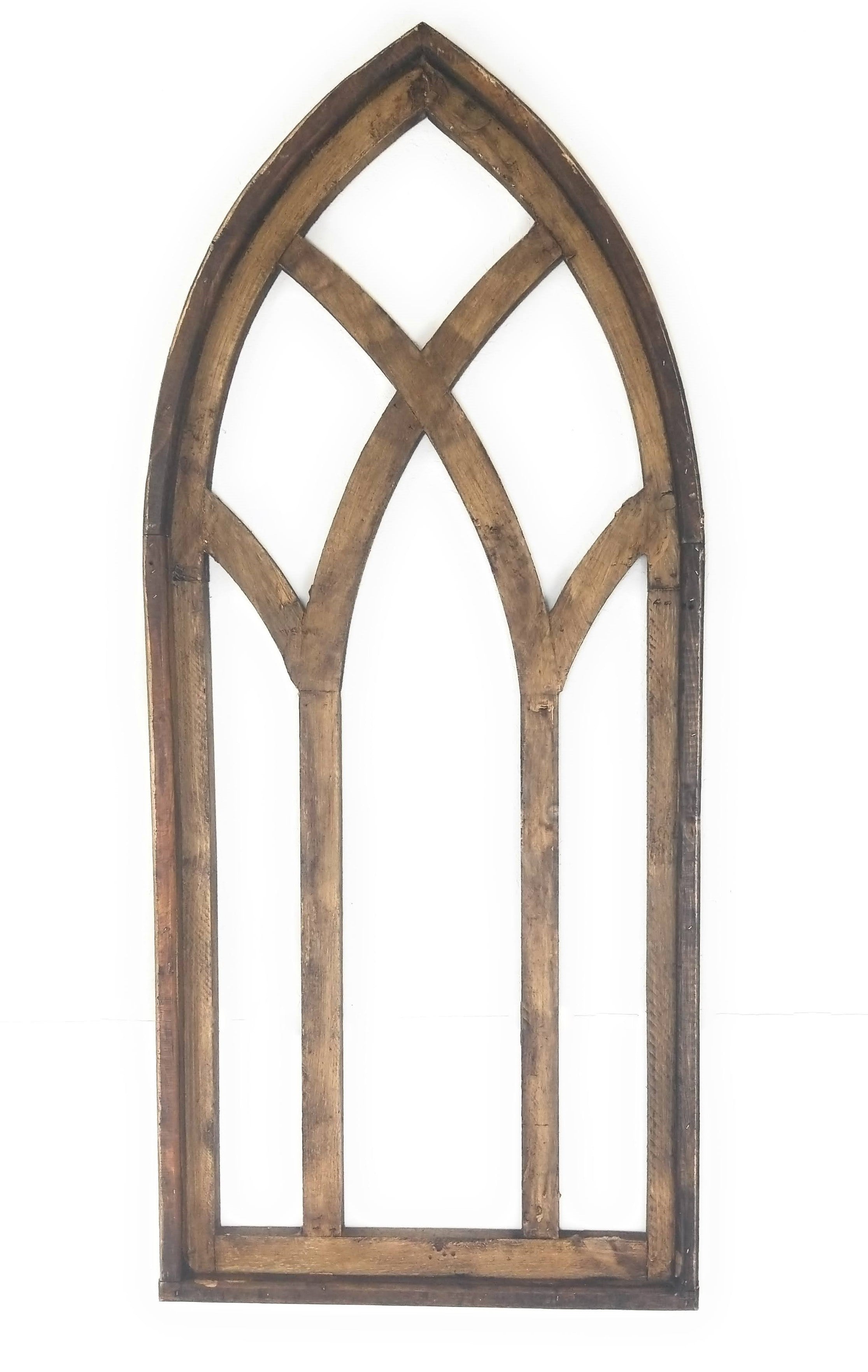 48" X 21" Farmhouse Wood Cathedral Window Arch Two Color Options- The Farmhouse Cathedral Window - Ranch Junkie Mercantile LLC 