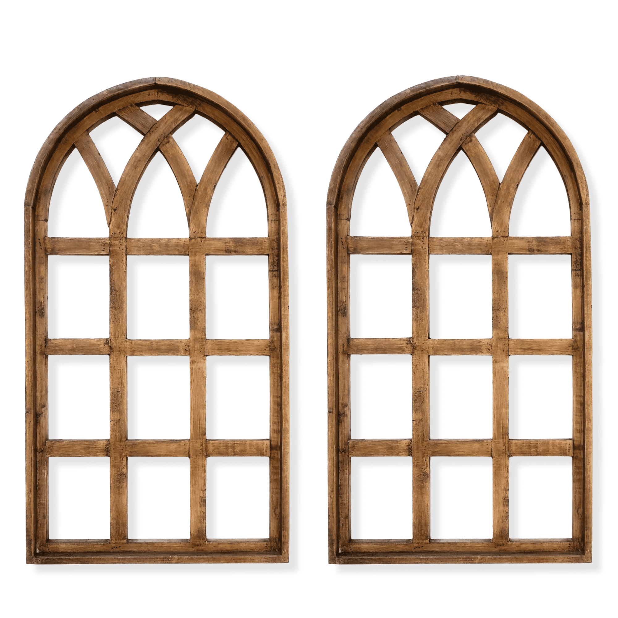 44 Inch Wall Wood Window Arch -Large Cathedral Window Frame-Sunset Grove Cathedral - Ranch Junkie Mercantile LLC 