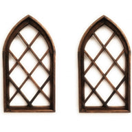 Farmhouse Wooden Wall Window Arch Wood Window - Lattice Gardens Cathedral Farmhouse Brown - Ranch Junkie Mercantile LLC