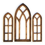 Set of 3 Farmhouse Wooden Cathedral Window Arches- The Rustic Ash Farmhouse Cathedral Collection + Wreath - Ranch Junkie Mercantile LLC
