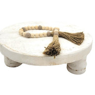 Large Wood Rustic White Riser - Handcrafted From 100% Wood + Decorative Wood Beads - Ranch Junkie Mercantile LLC