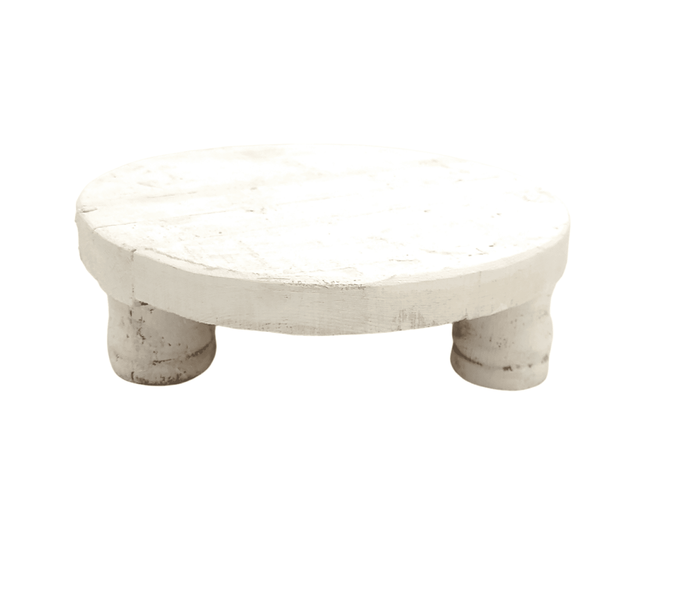 Large Wood Rustic White Riser - Handcrafted From 100% Wood + Decorative Wood Beads - Ranch Junkie Mercantile LLC