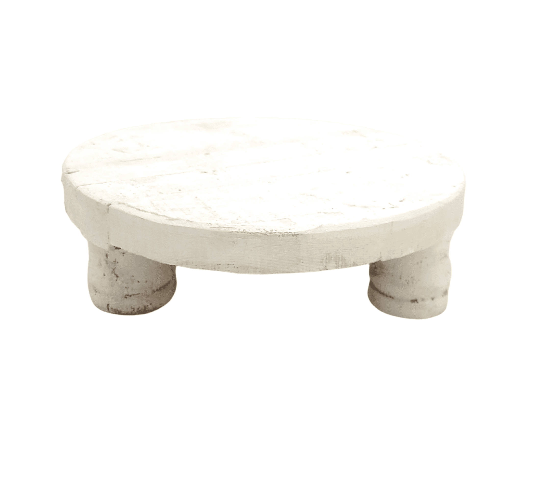 Large Wood Rustic White Riser - Handcrafted From 100% Wood + Decorative Wood Beads - Ranch Junkie Mercantile LLC