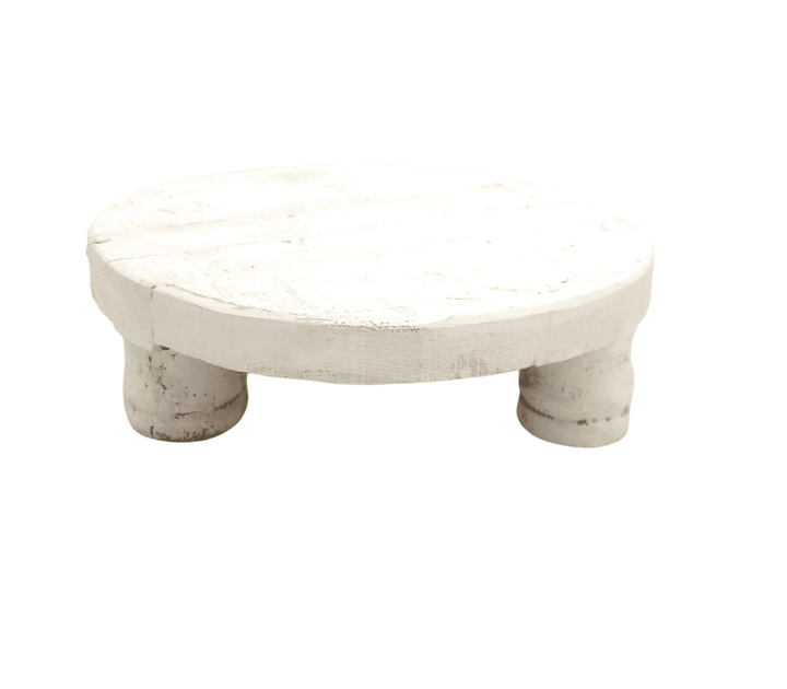 Large Wood Rustic White Riser - Handcrafted From 100% Wood + Decorative Wood Beads - Ranch Junkie Mercantile LLC