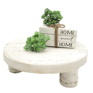 Large Wood Rustic White Riser - Handcrafted From 100% Wood + Decorative Wood Beads - Ranch Junkie Mercantile LLC