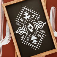 Southwestern Boho Moab Aztec Wood Sign Black/White Background  18" X 13" - Ranch Junkie Mercantile LLC