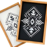 Southwestern Boho Moab Aztec Wood Sign Black/White Background  18" X 13" - Ranch Junkie Mercantile LLC