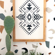 Southwestern Boho Moab Aztec Wood Sign Black/White Background  18" X 13" - Ranch Junkie Mercantile LLC