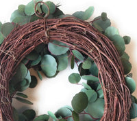24" Silver Dollar Eucalyptus Sage Wreath Faux - Ranch Junkie Mercantile LLC 