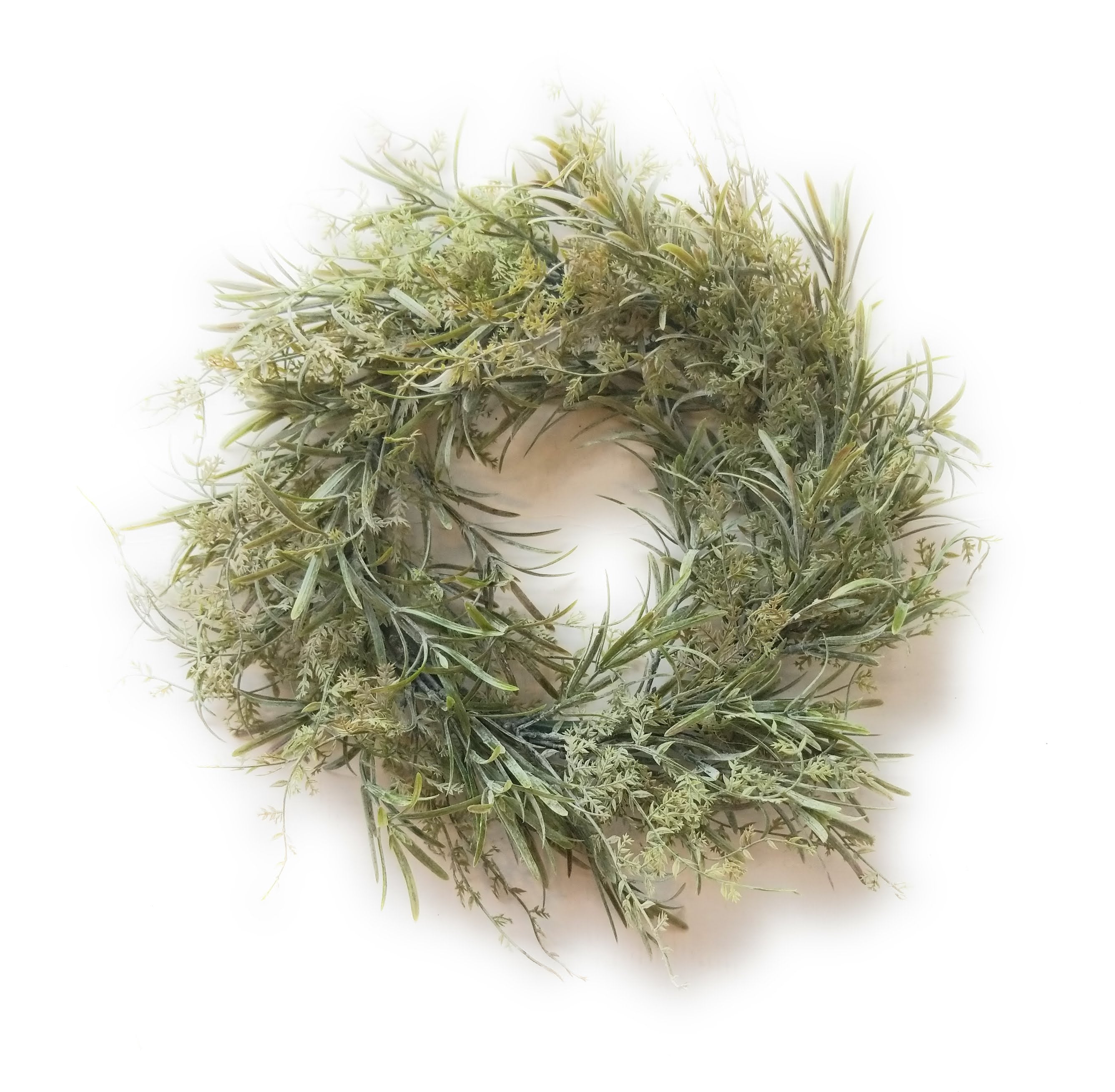 14" Frosted Green Grassy Mix Wreath Faux - Ranch Junkie Mercantile LLC